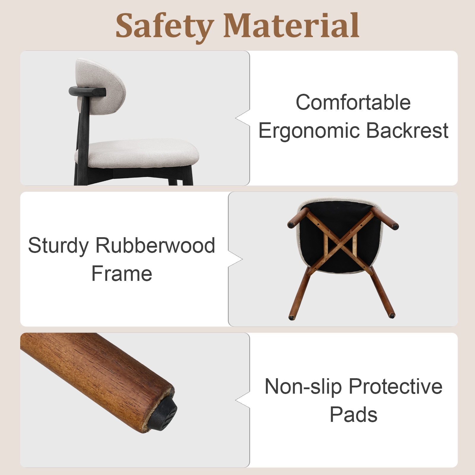 Linen Grey Cotton-Linen Fabric Upholstered Dining Chair With Black Solid Wood Legs, Armless Chair Set Of 4 For Kitchen, Restaurant, Living, Meeting Room_maomaolike.com